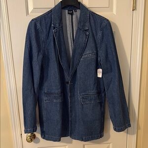 NWT GAP Classic Blue Denim Blazer Size XL Tall